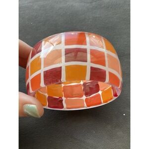 Vintage checkerboard-patterned resin or plastic bangle bracelet Estate Jewelry
